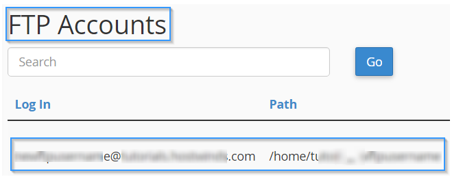 Account in cPanel